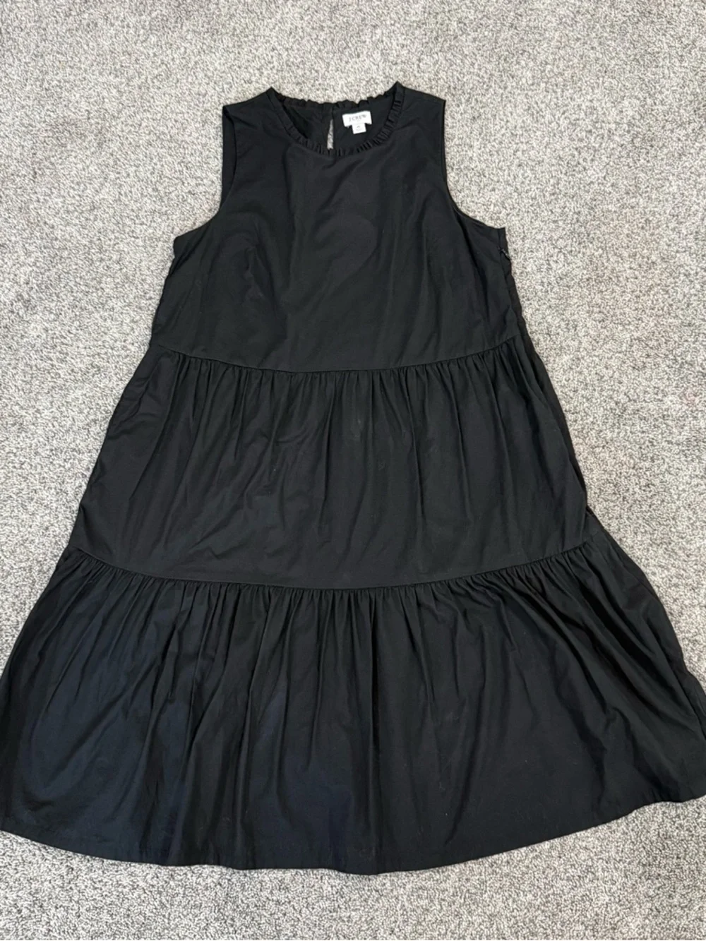 J Crew Black Sleeveless 100% Cotton Tiered Sleeveless Midi Dress Women’s US 6